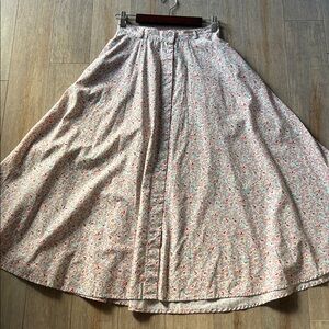 Vintage Jack Winter Cotton Poplin Floral Pink Maxi Women's Skirt size 10 W 26”